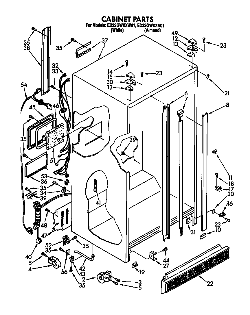 Whirlpool ED22GWXXN01 cabinet parts diagram