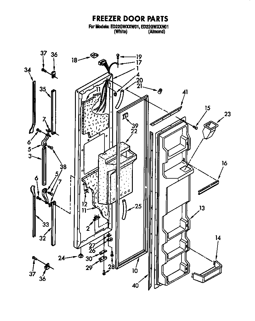 Whirlpool ED22GWXXN01 freezer door diagram