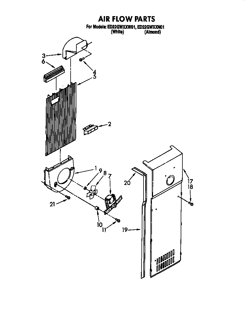 Whirlpool ED22GWXXN01 air flow parts diagram