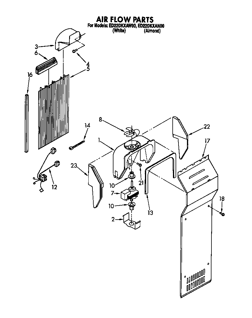 Whirlpool ED22DKXAW00 air flow parts diagram
