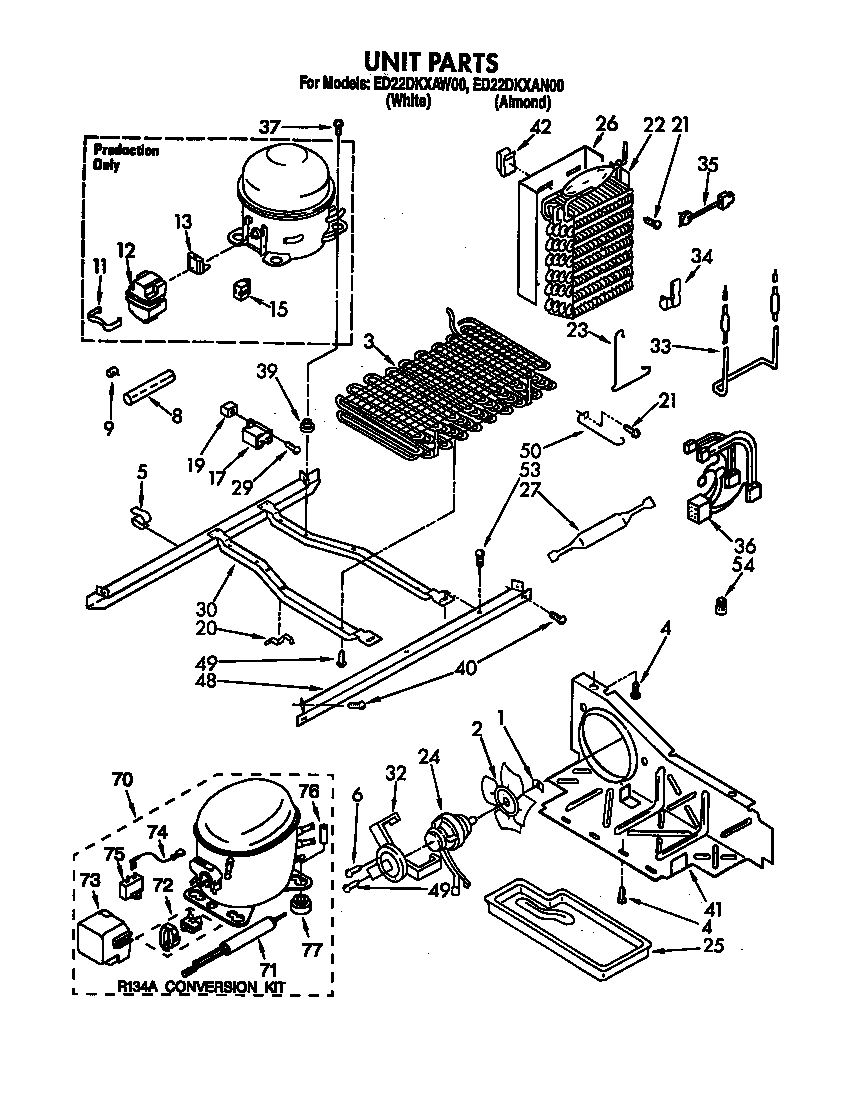 Whirlpool ED22DKXAW00 unit parts diagram