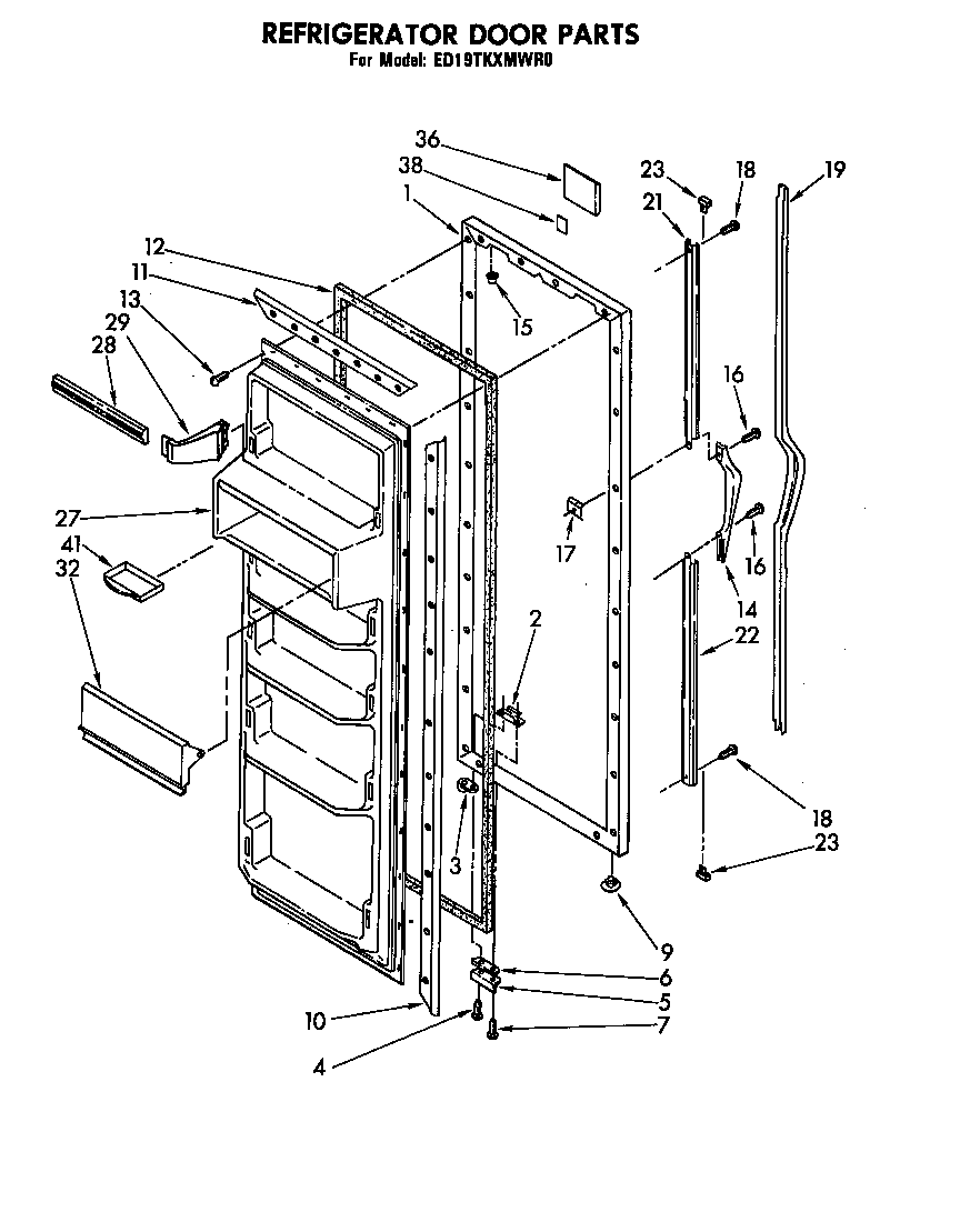 Whirlpool ED19TKXMWR0 refrigerator door parts diagram