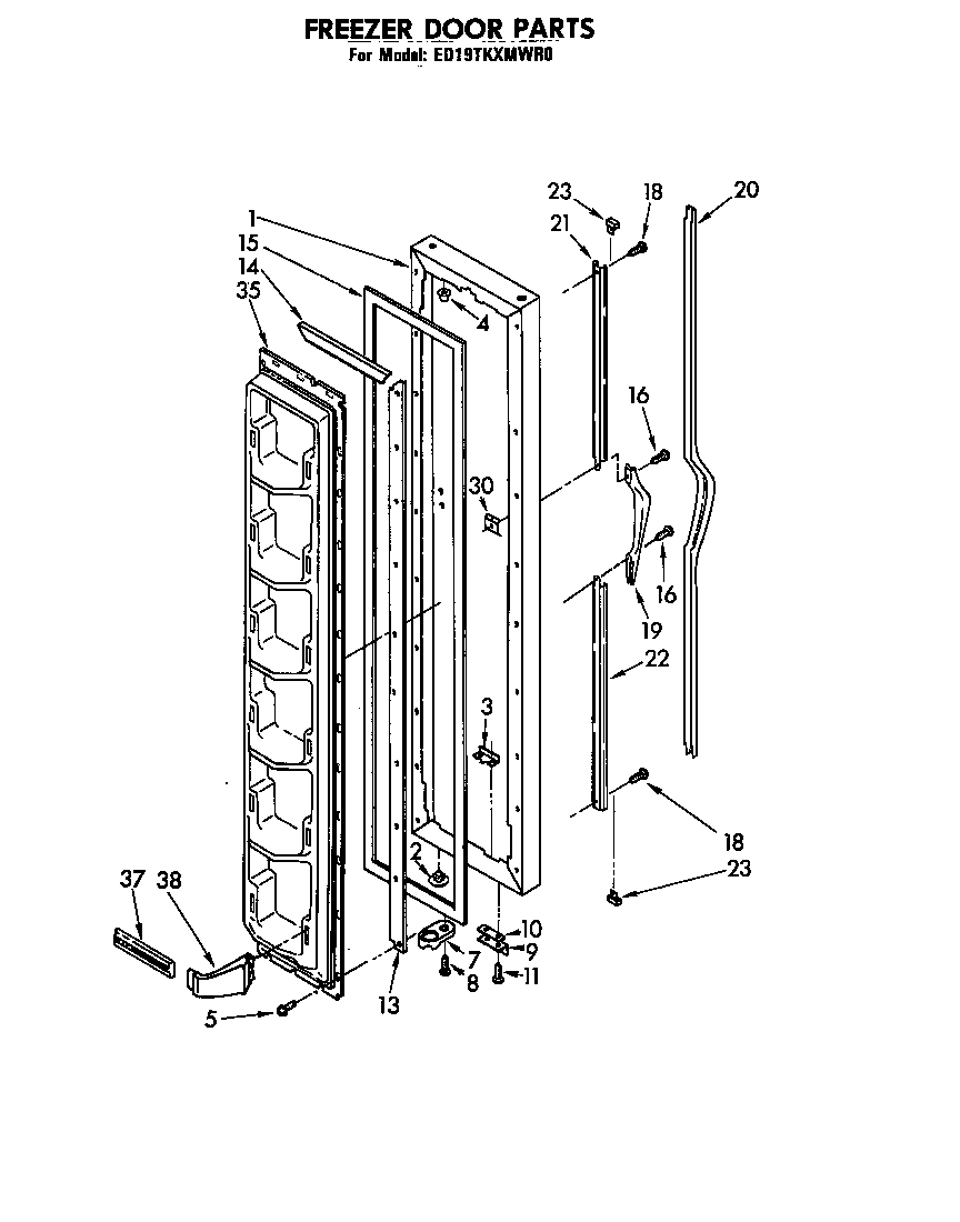 Whirlpool ED19TKXMWR0 freezer door parts diagram