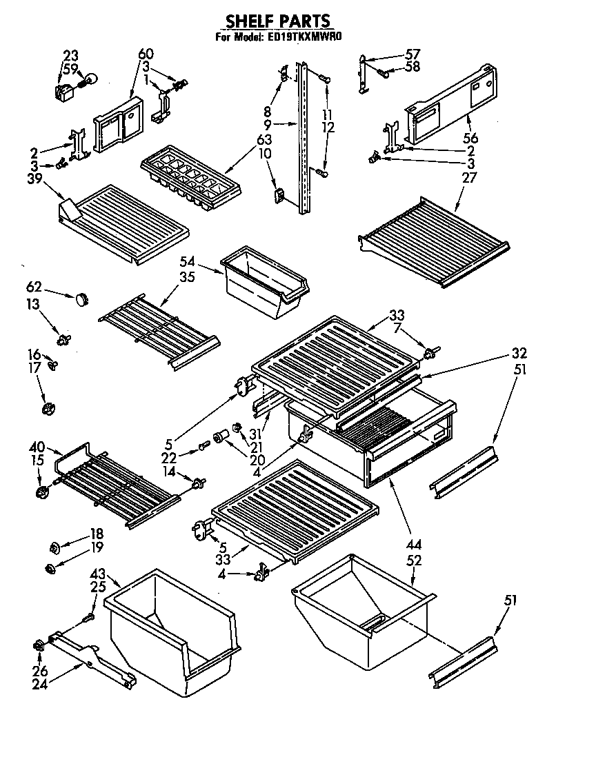 Whirlpool ED19TKXMWR0 shelf parts diagram