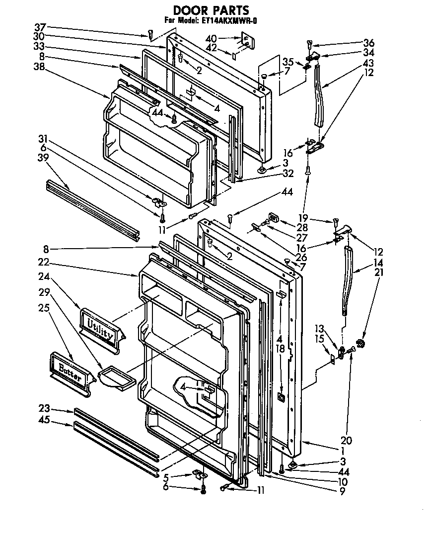 Whirlpool ET14AKXMWR0 door parts diagram