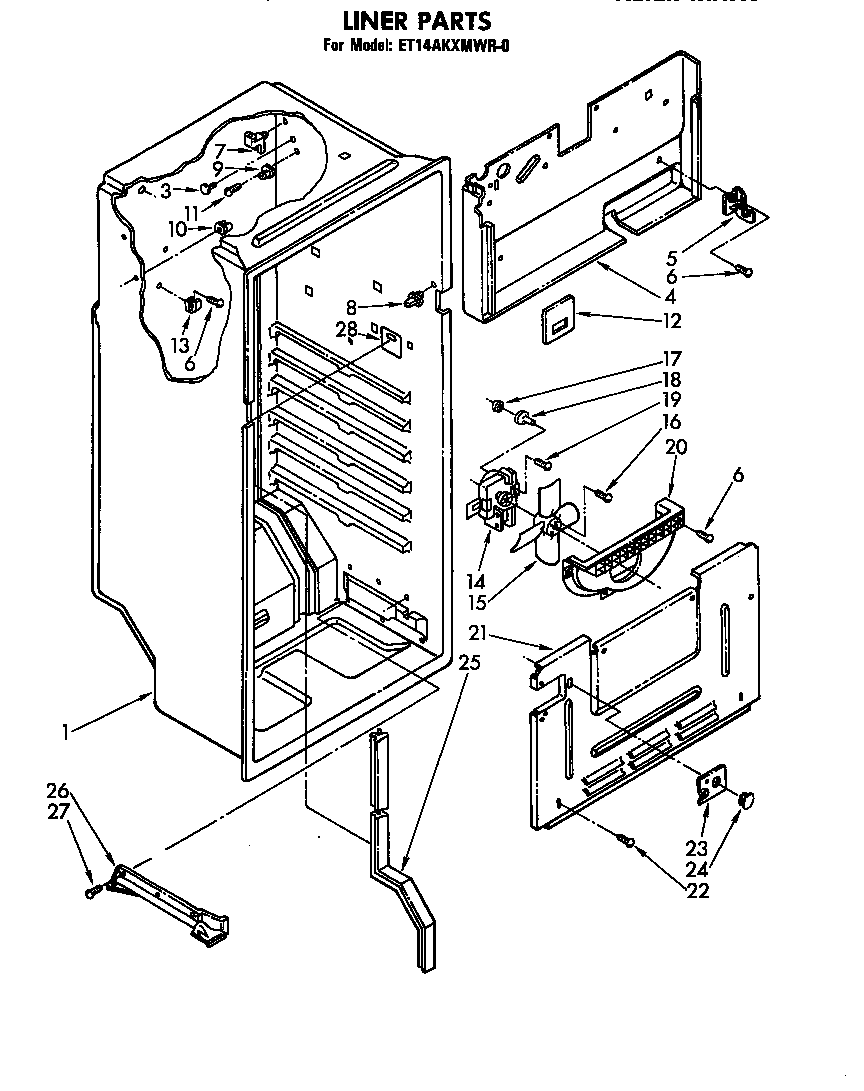 Whirlpool ET14AKXMWR0 liner parts diagram