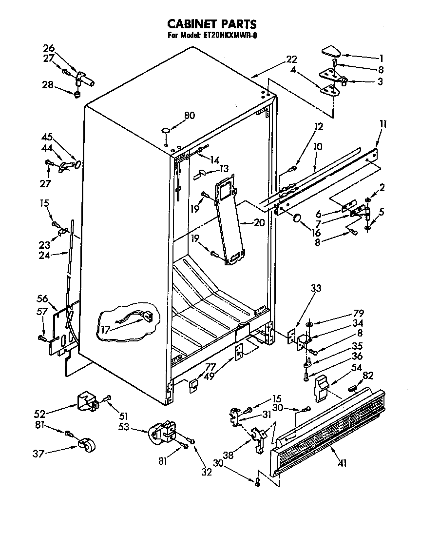 Whirlpool ET20HKXMWR0 cabinet parts diagram