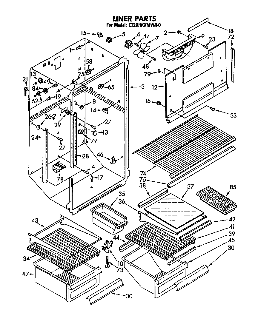 Whirlpool ET20HKXMWR0 liner parts diagram