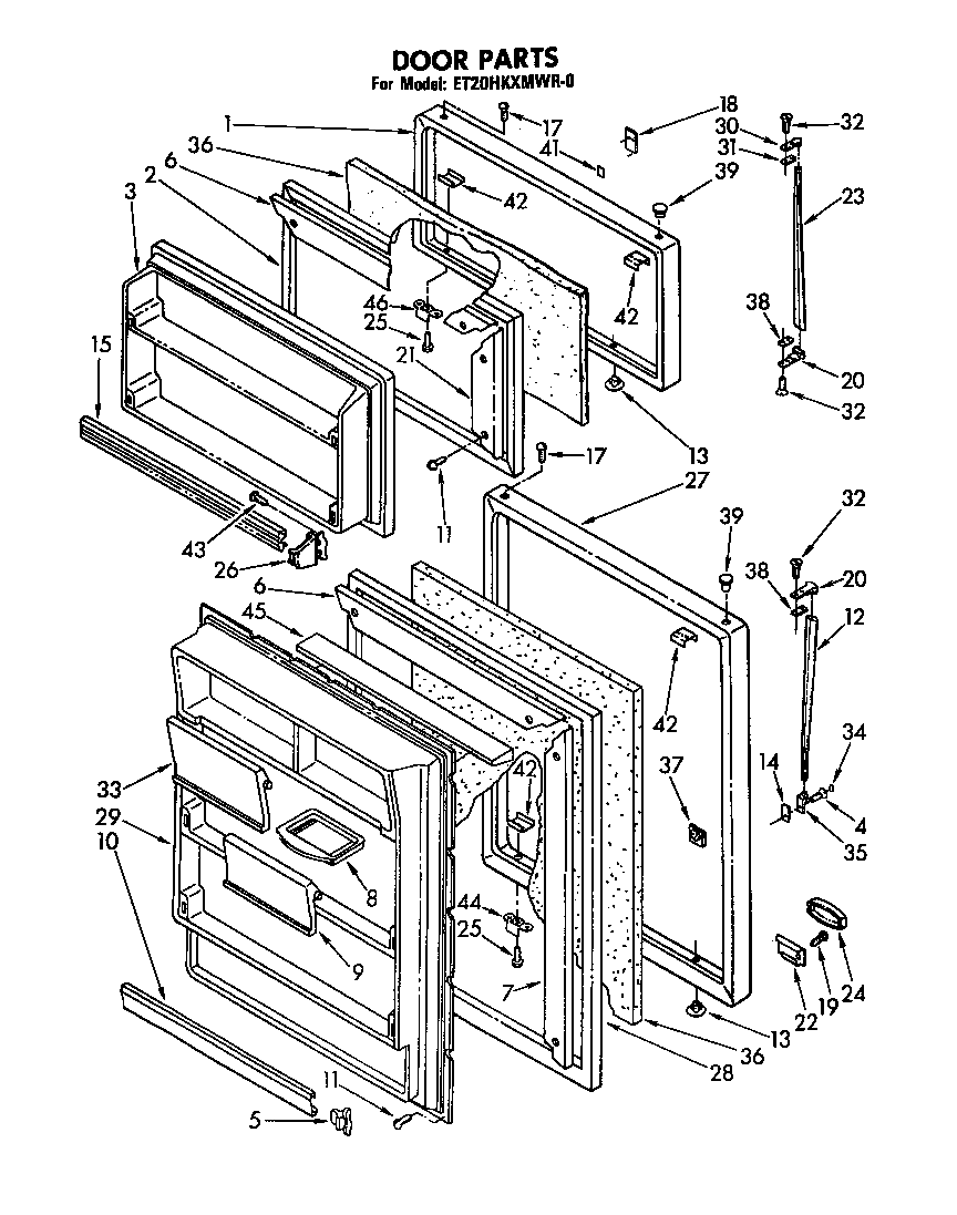 Whirlpool ET20HKXMWR0 door parts diagram