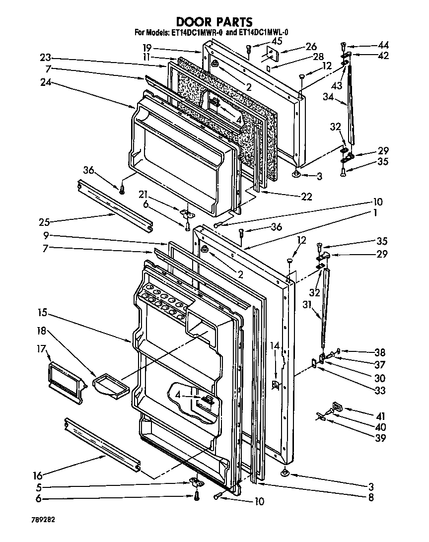 Whirlpool ET14DC1MWR0 door parts diagram
