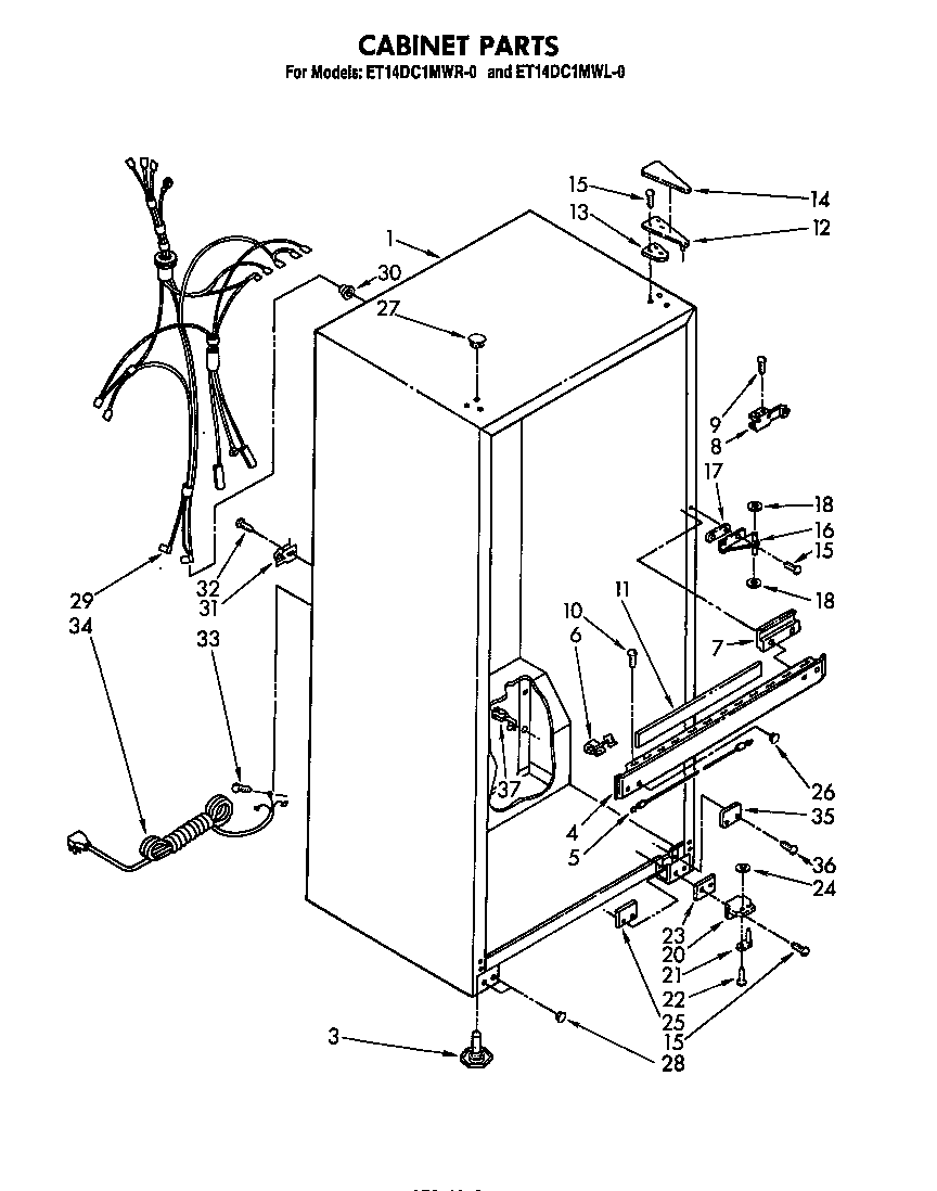 Whirlpool ET14DC1MWR0 cabinet parts diagram