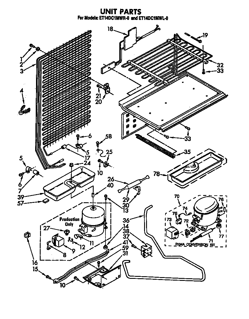 Whirlpool ET14DC1MWR0 unit parts diagram