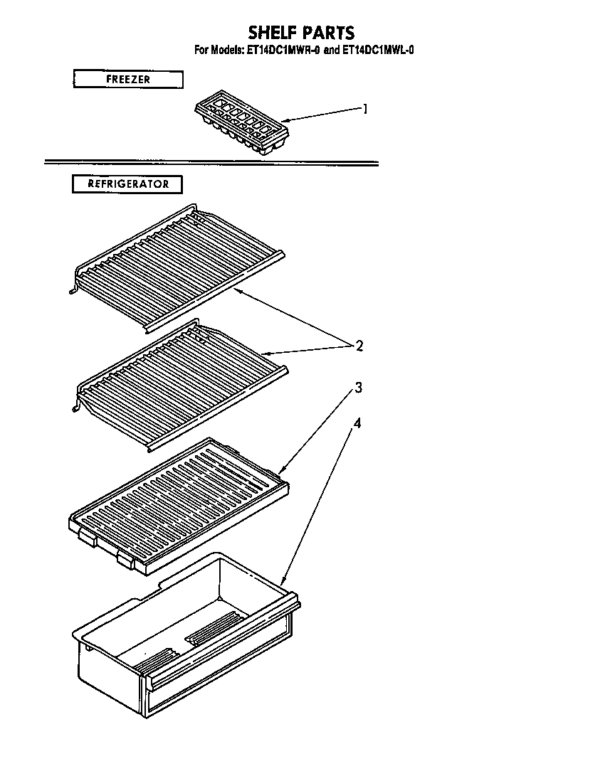 Whirlpool ET14DC1MWR0 shelf parts diagram