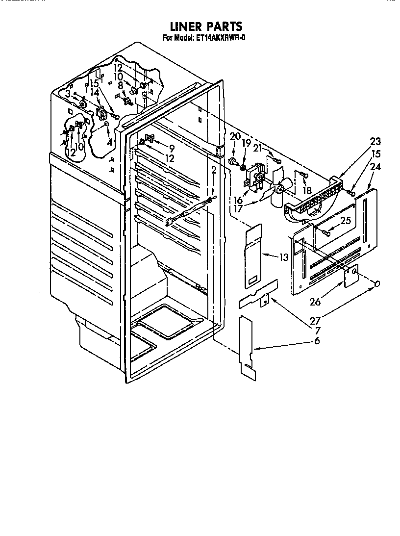 Whirlpool ET14AKXRWR0 liner parts diagram