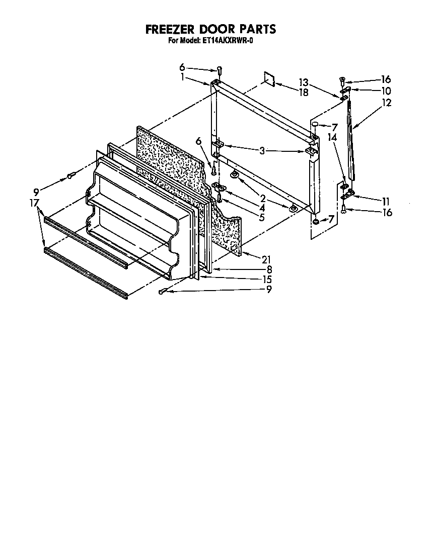 Whirlpool ET14AKXRWR0 freezer door parts diagram