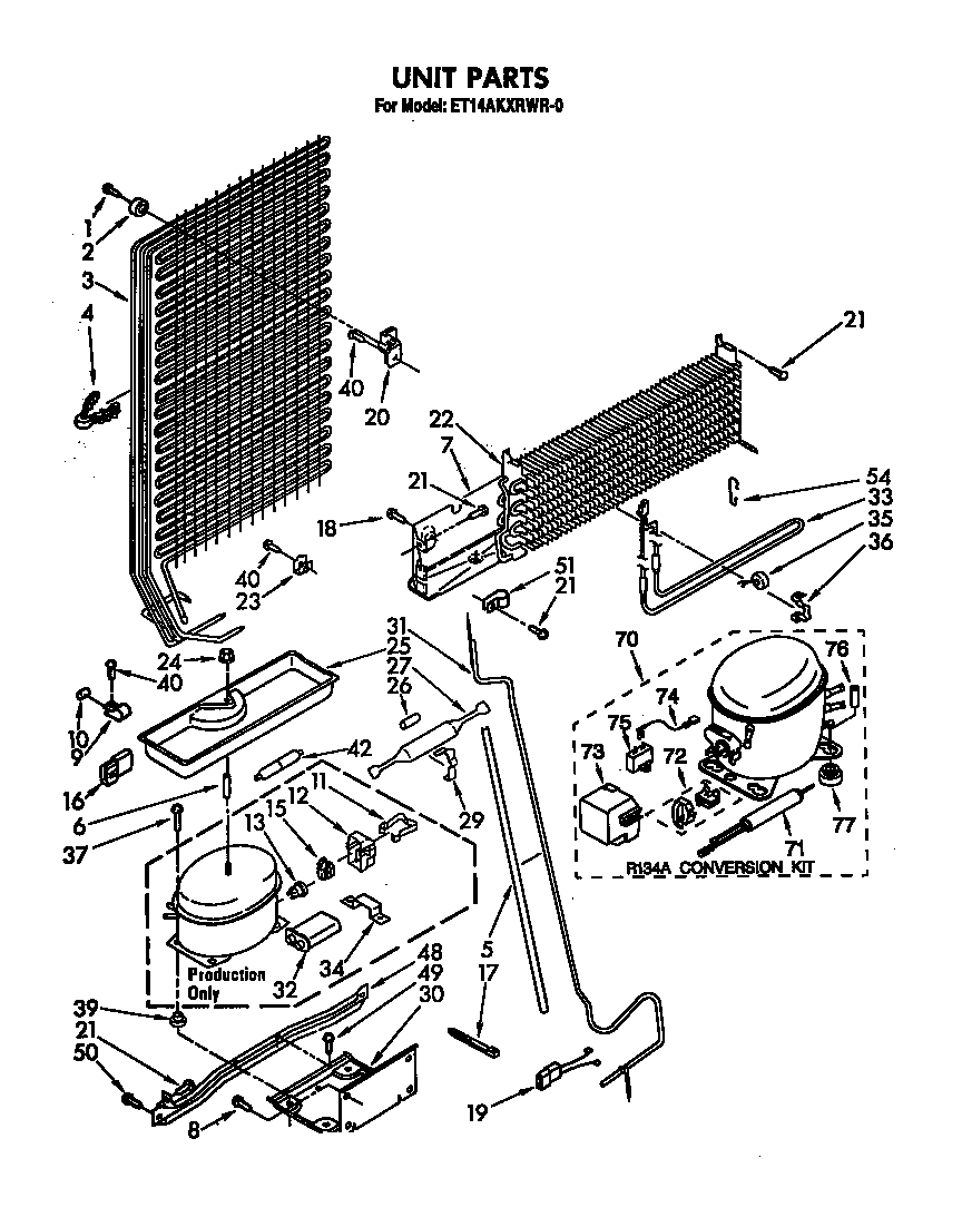 Whirlpool ET14AKXRWR0 unit parts diagram