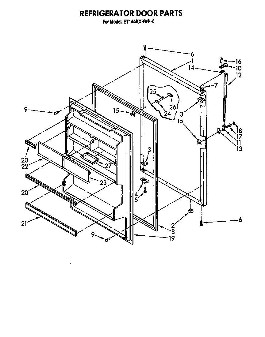 Whirlpool ET14AKXRWR0 refrigerator door parts diagram
