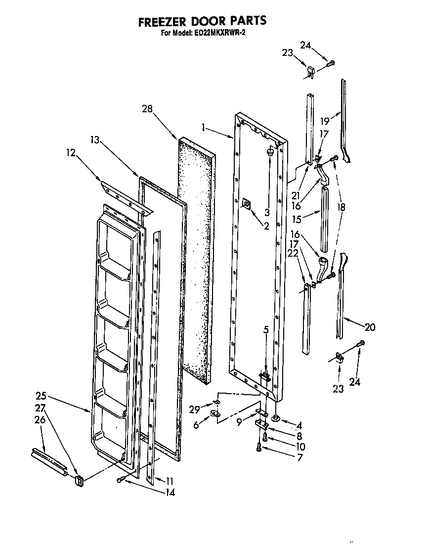 Whirlpool ED22MKXRMR2 freezer door parts diagram