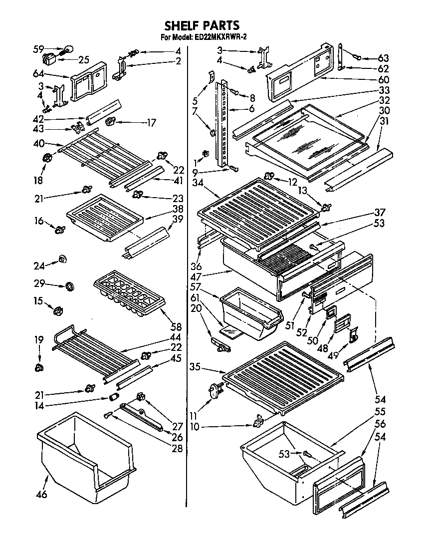Whirlpool ED22MKXRMR2 shelf parts diagram