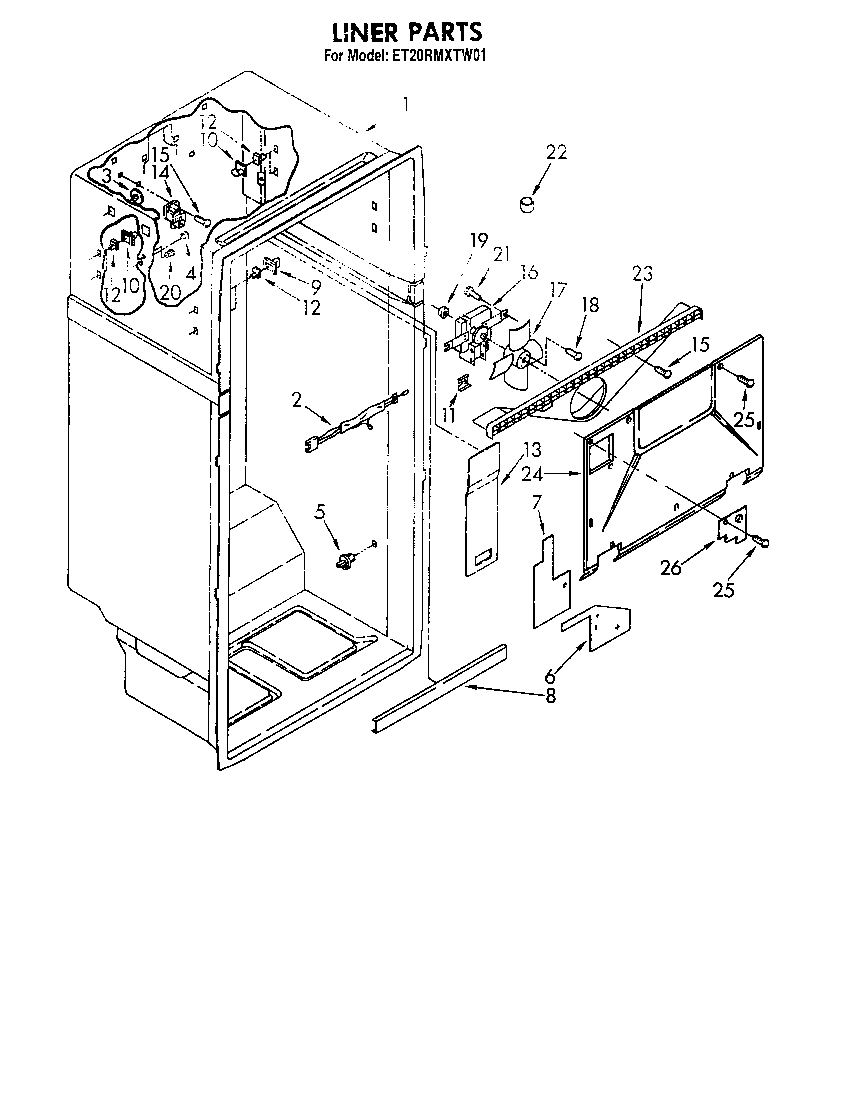 Whirlpool ET20RMXTG01 liner diagram