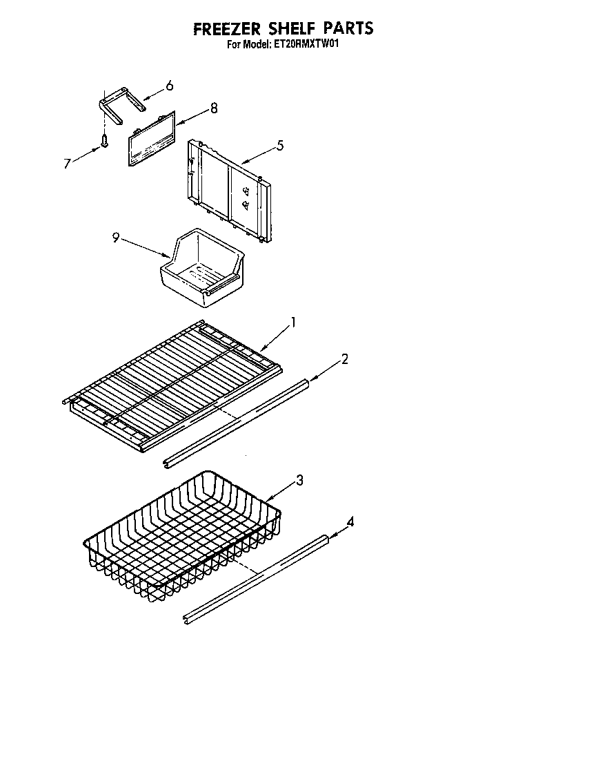 Whirlpool ET20RMXTG01 freezer shelf diagram