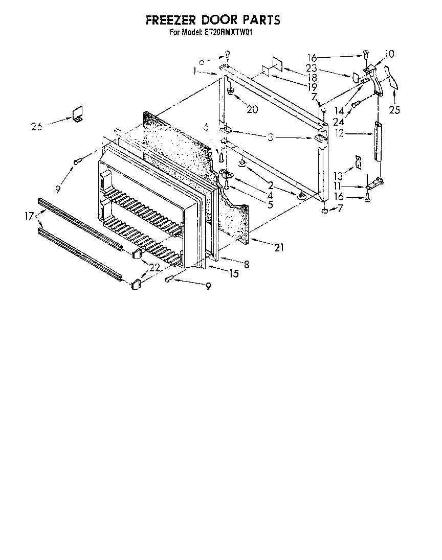 Whirlpool ET20RMXTG01 freezer door diagram