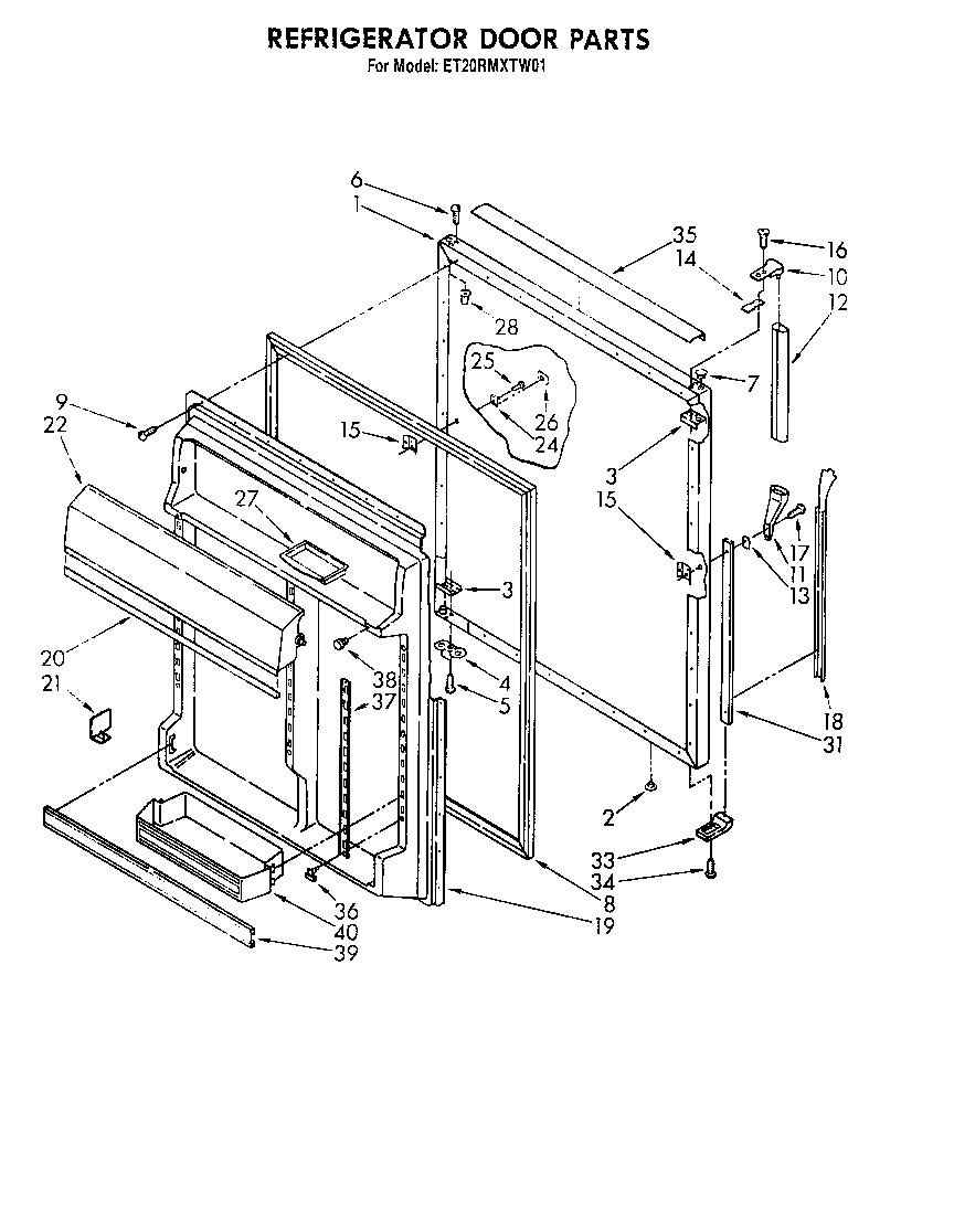 Whirlpool ET20RMXTG01 refrigerator door diagram