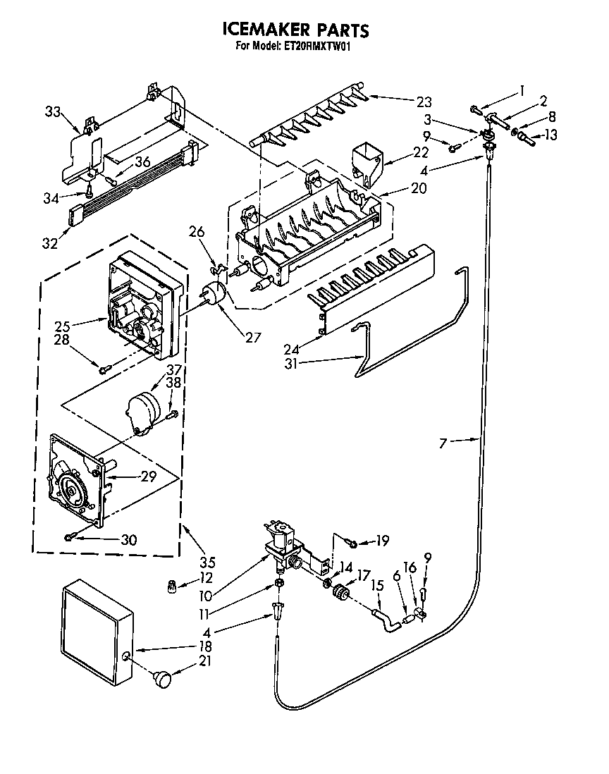 Whirlpool ET20RMXTG01 ice maker diagram