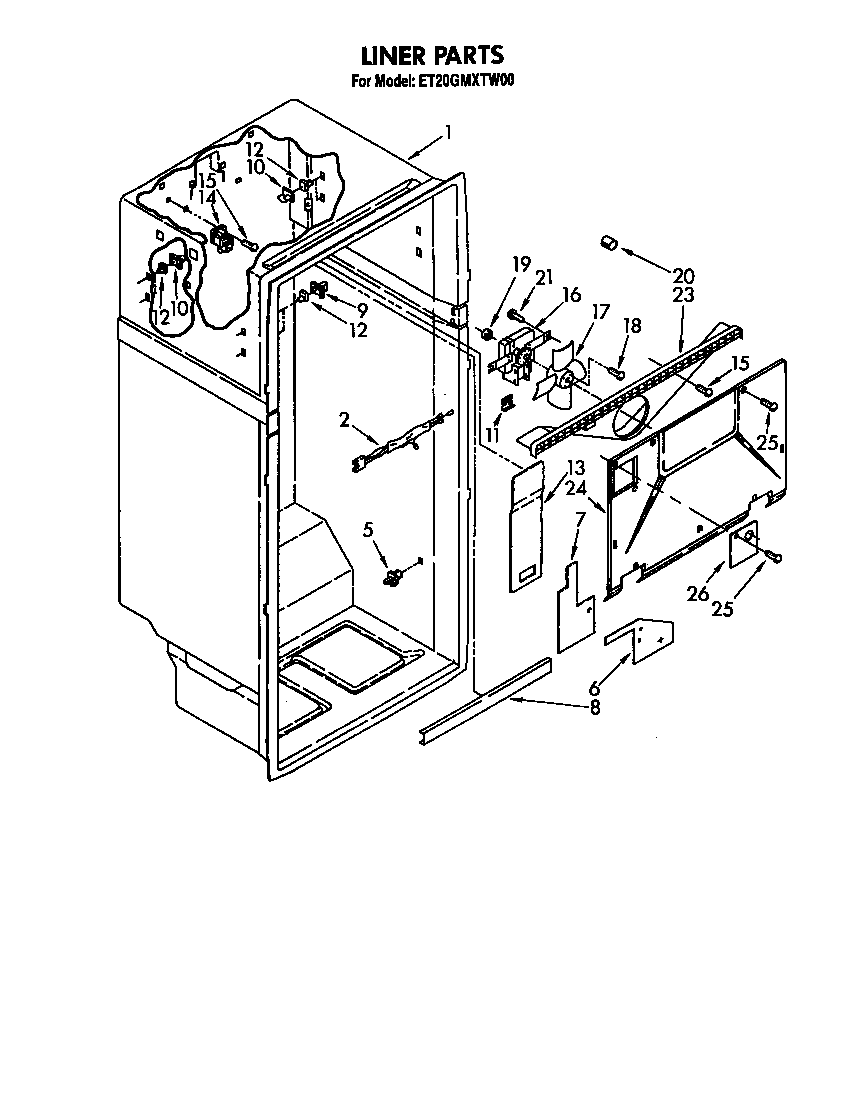 Whirlpool ET20GMXTM00 liner diagram