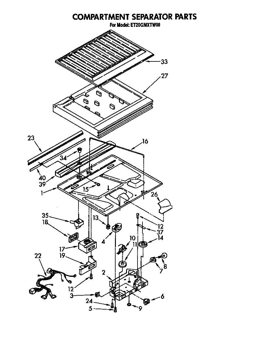 Whirlpool ET20GMXTM00 compartment separator diagram