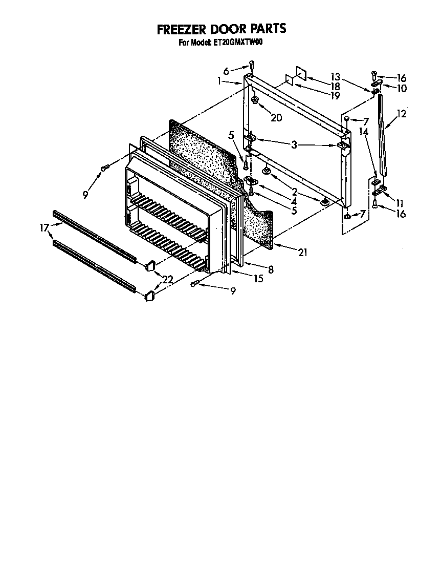 Whirlpool ET20GMXTM00 freezer door diagram