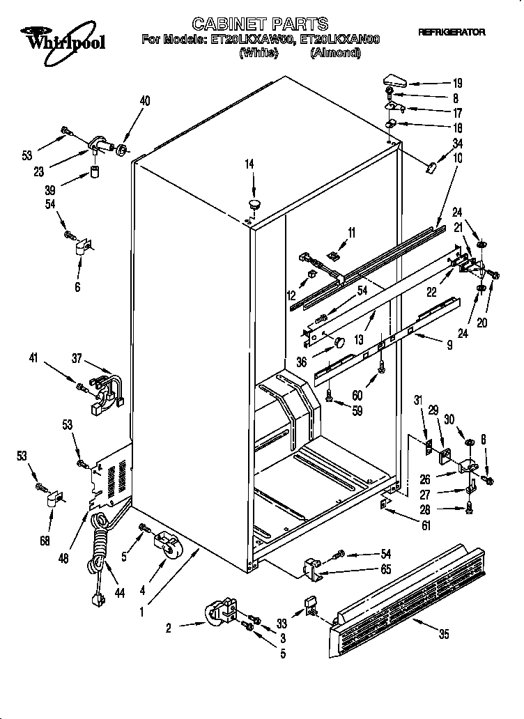 Whirlpool ET20LKXAN00 cabinet diagram