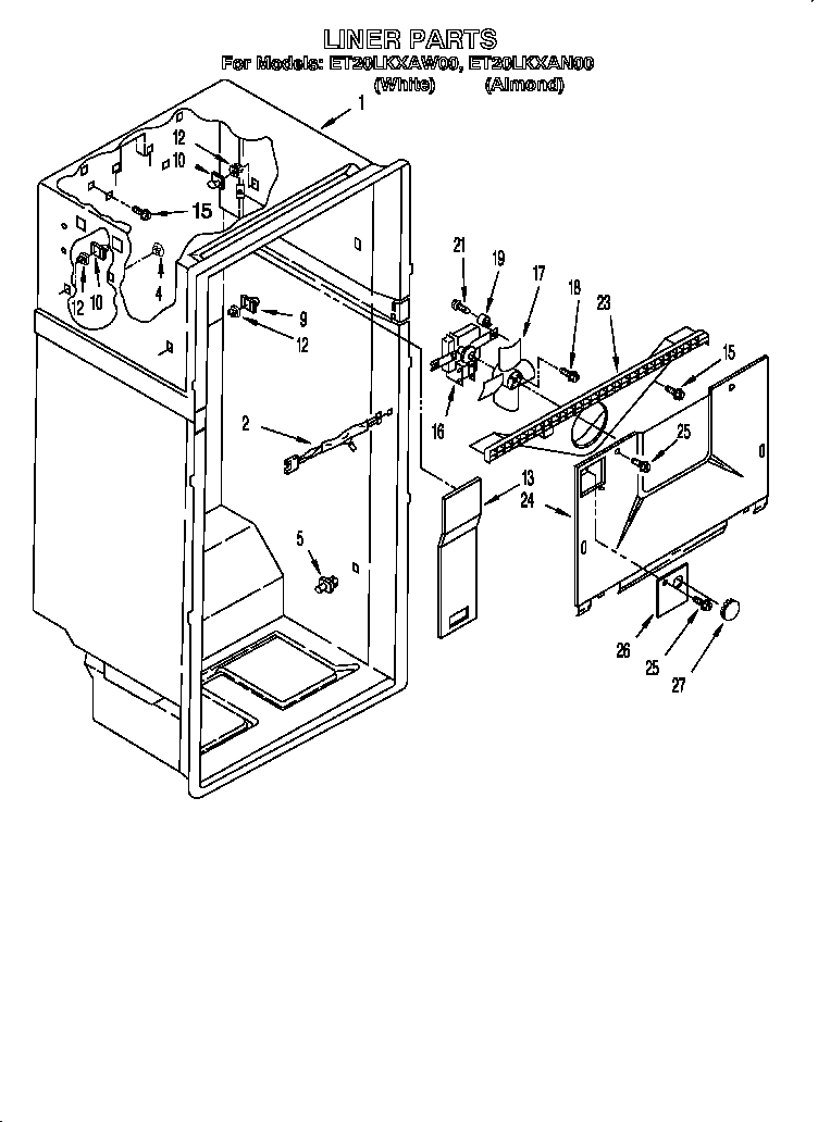 Whirlpool ET20LKXAN00 liner diagram