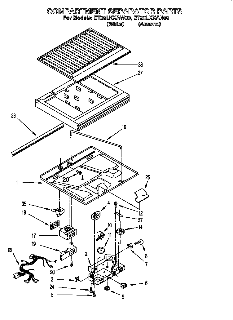 Whirlpool ET20LKXAN00 compartment separator diagram