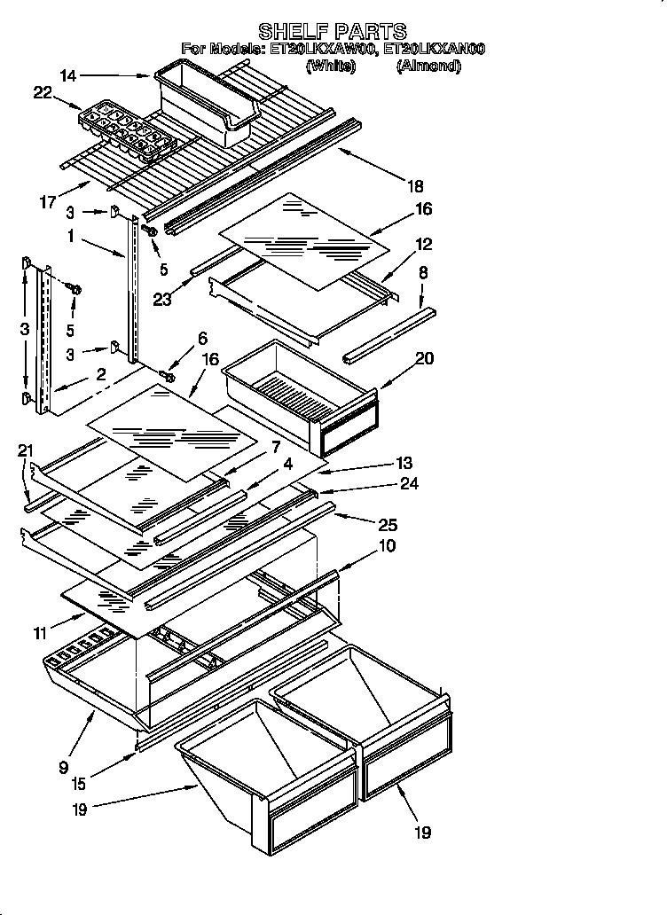Whirlpool ET20LKXAN00 shelf diagram