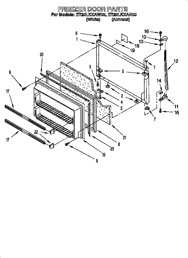 Whirlpool ET20LKXAN00 freezer door diagram