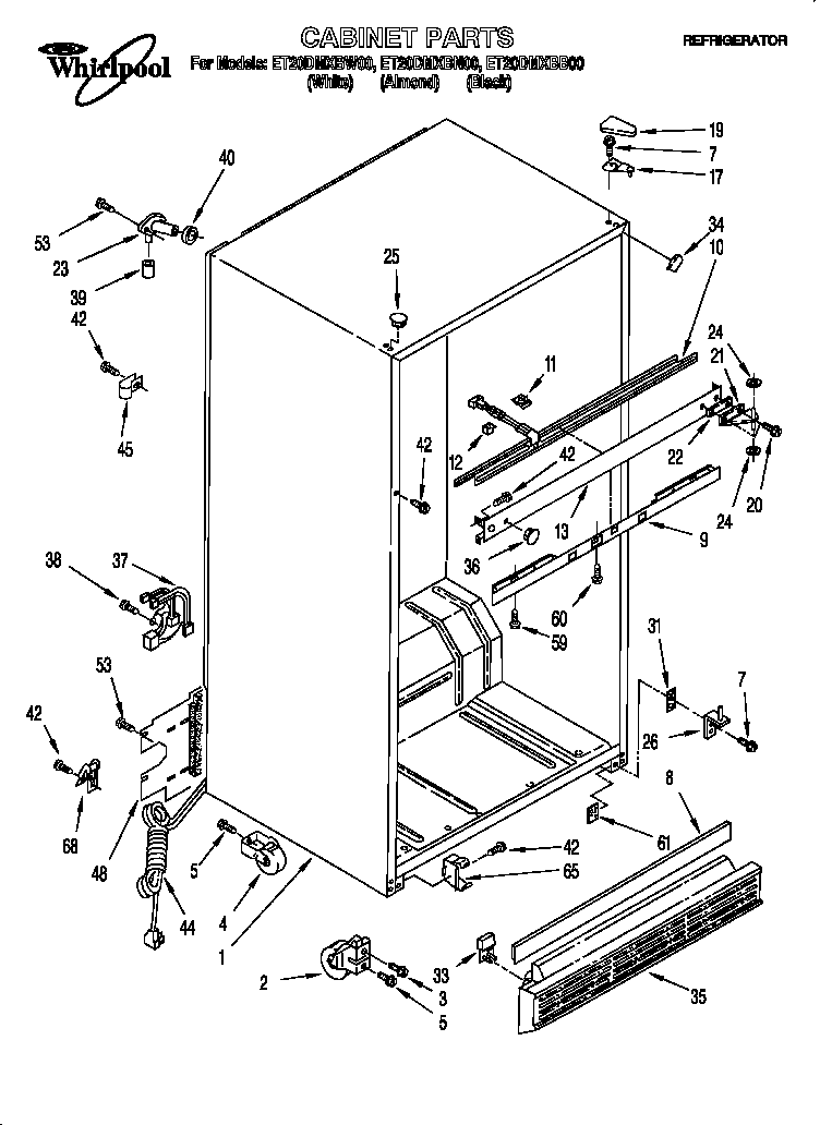 KitchenAid ET20DMXBW00 cabinet diagram
