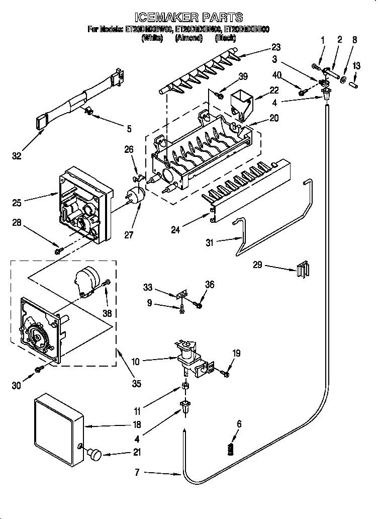 KitchenAid ET20DMXBW00 icemaker diagram
