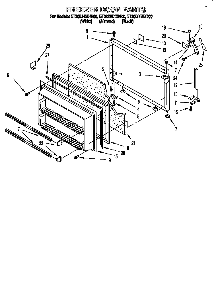 KitchenAid ET20DMXBW00 freezer door diagram