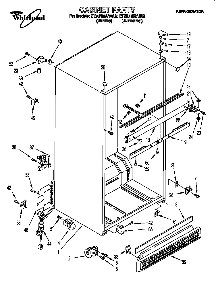 Whirlpool ET20NMXAW02 cabinet diagram