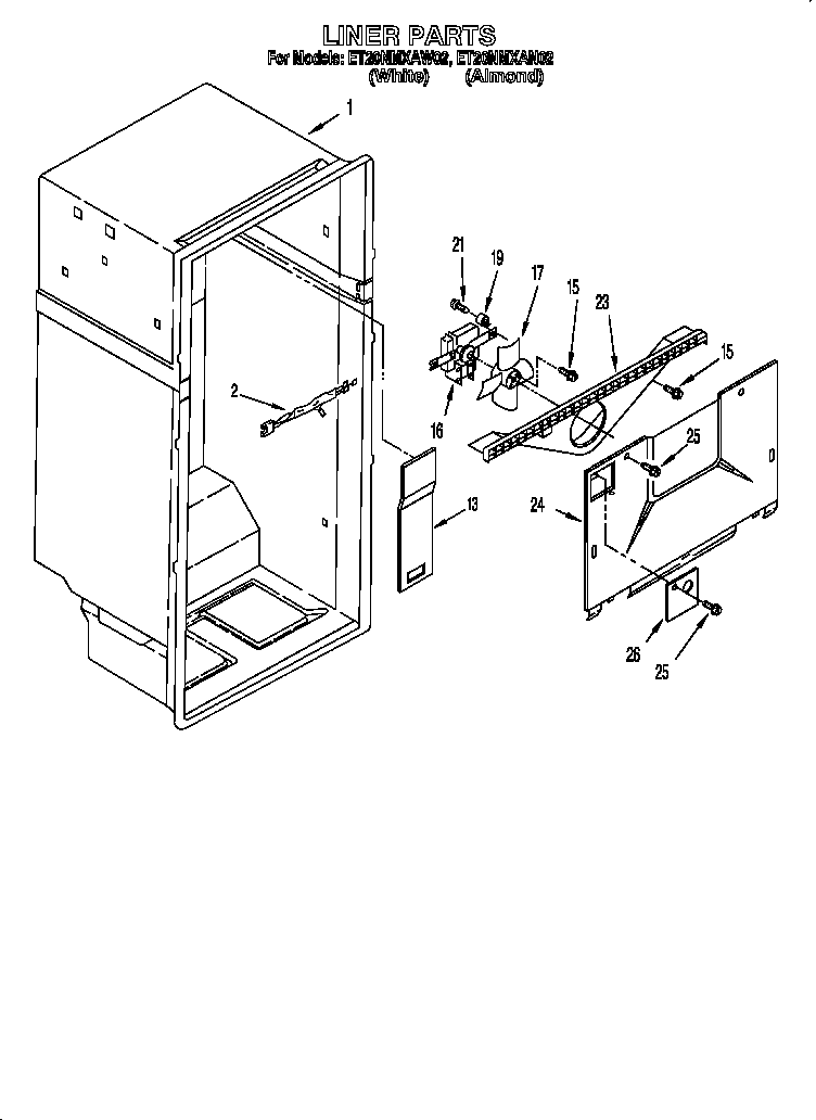 Whirlpool ET20NMXAW02 liner diagram