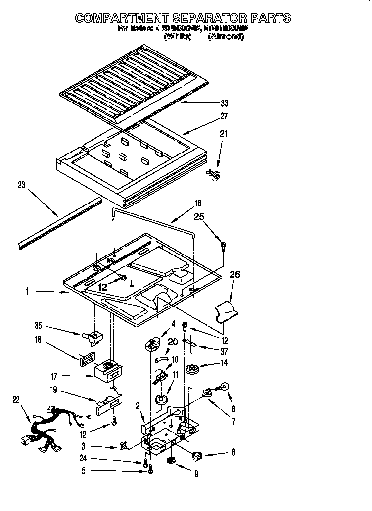 Whirlpool ET20NMXAW02 compartment separator diagram