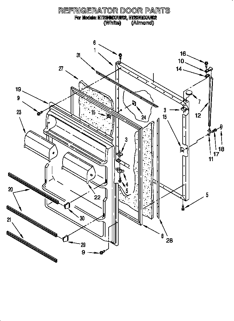 Whirlpool ET20NMXAW02 refrigerator door diagram