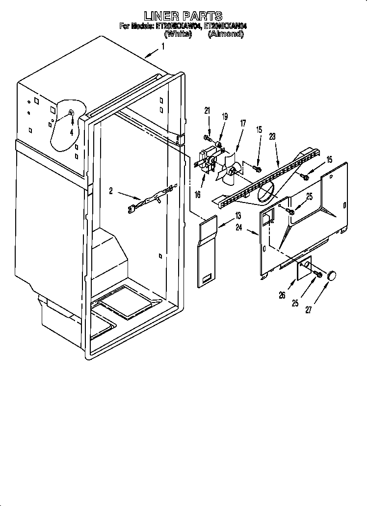 Whirlpool ET20NKXAN04 liner diagram