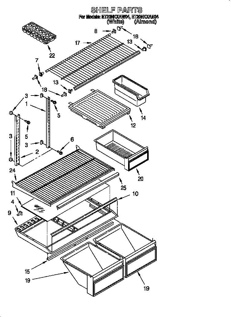 Whirlpool ET20NKXAN04 shelf diagram