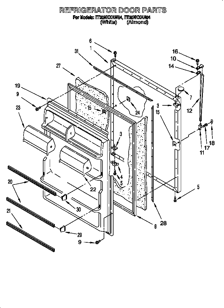 Whirlpool ET20NKXAN04 refrigerator door diagram