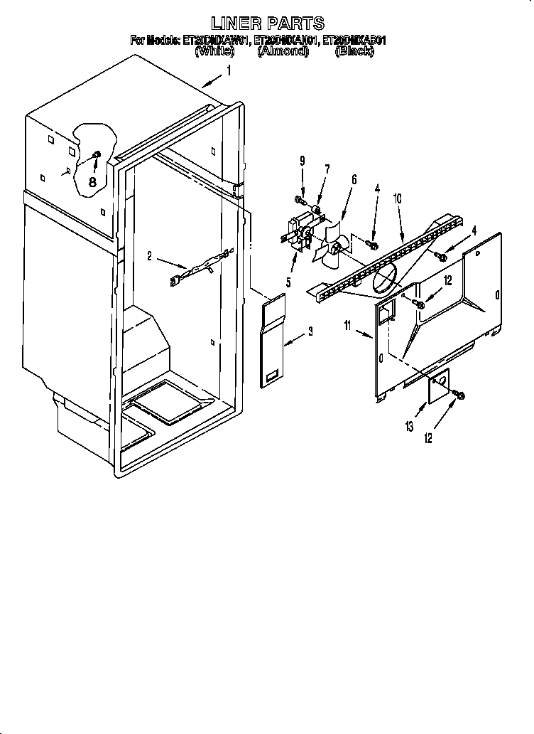 Whirlpool ET20DMXAB01 liner diagram