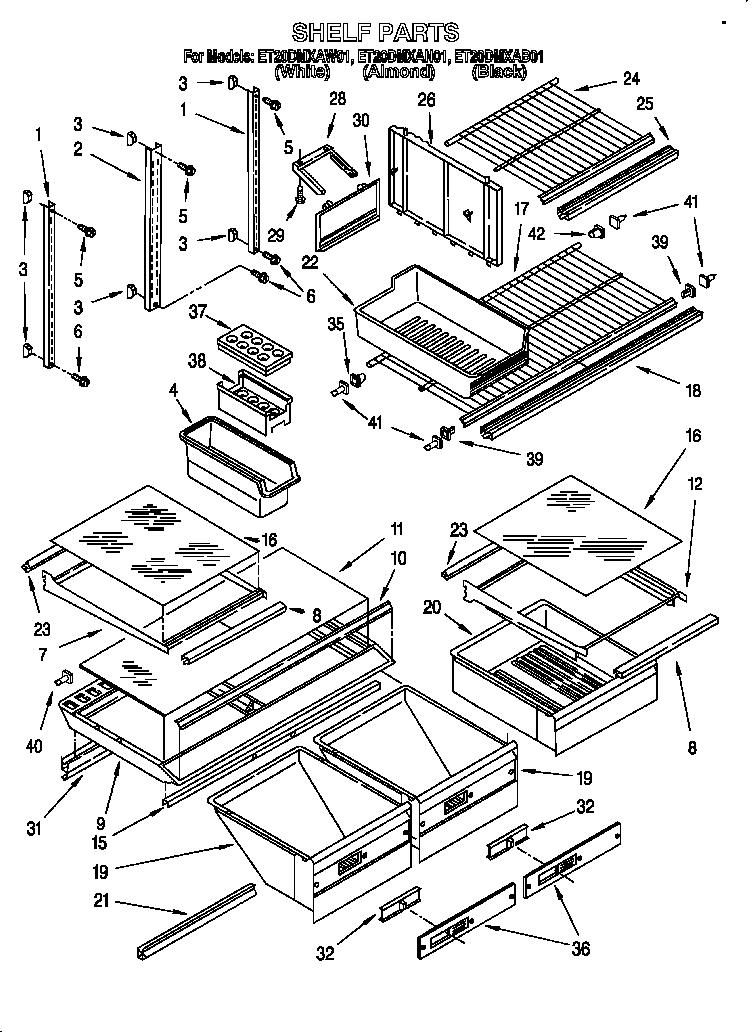 Whirlpool ET20DMXAB01 shelf diagram