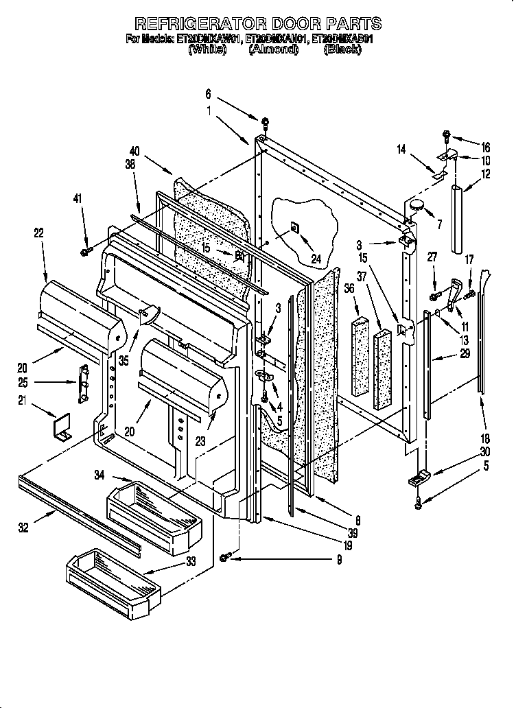 Whirlpool ET20DMXAB01 refrigerator door diagram