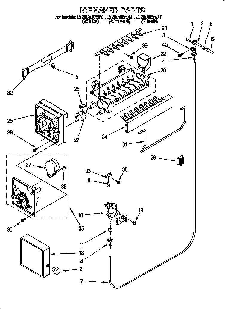 Whirlpool ET20DMXAB01 icemaker diagram